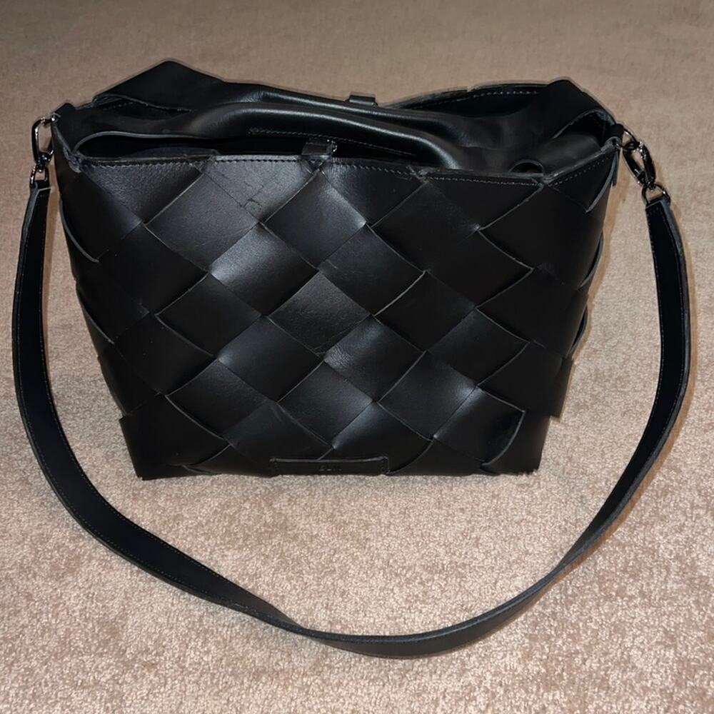 ELK Black Large Leather Woven Tote